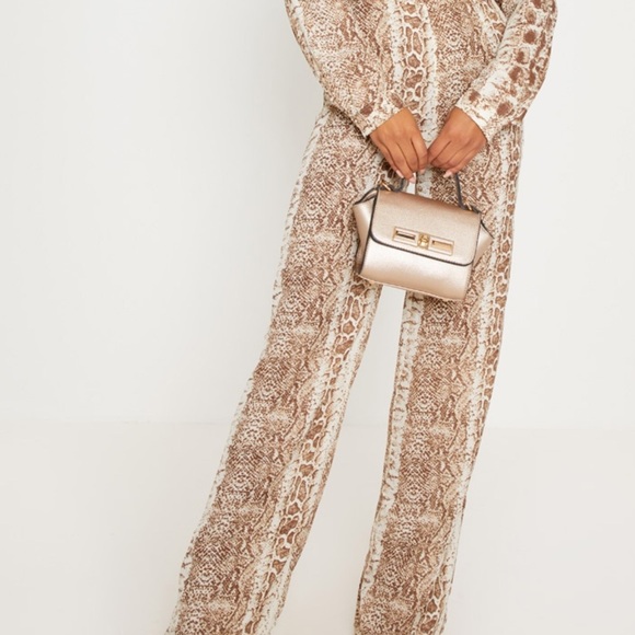 PLT brown snake print wide leg pants - Picture 1 of 5